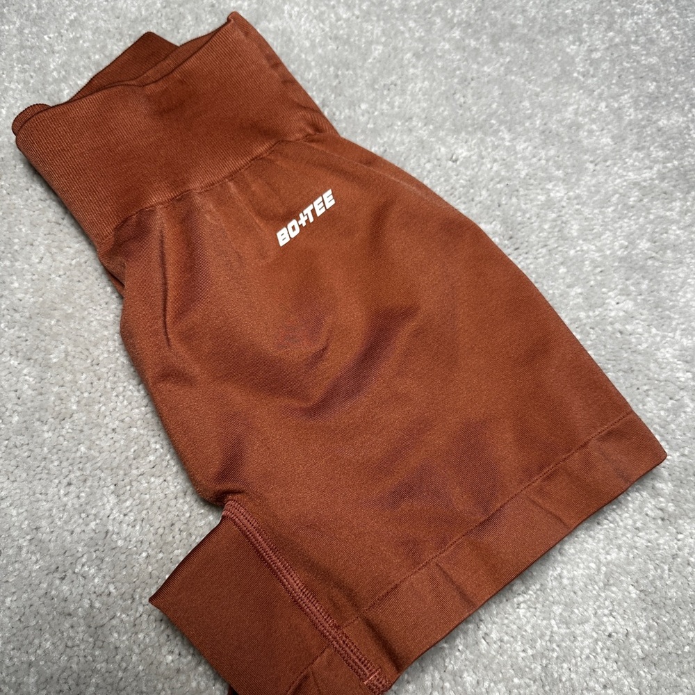 Bo+Tee Rust Colored Gym Shorts, Size XS